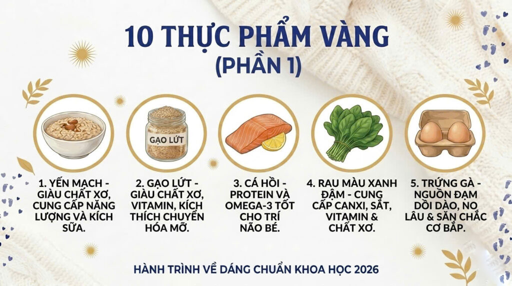 Top 10 thực phẩm vàng giúp mẹ lấy lại vóc dáng