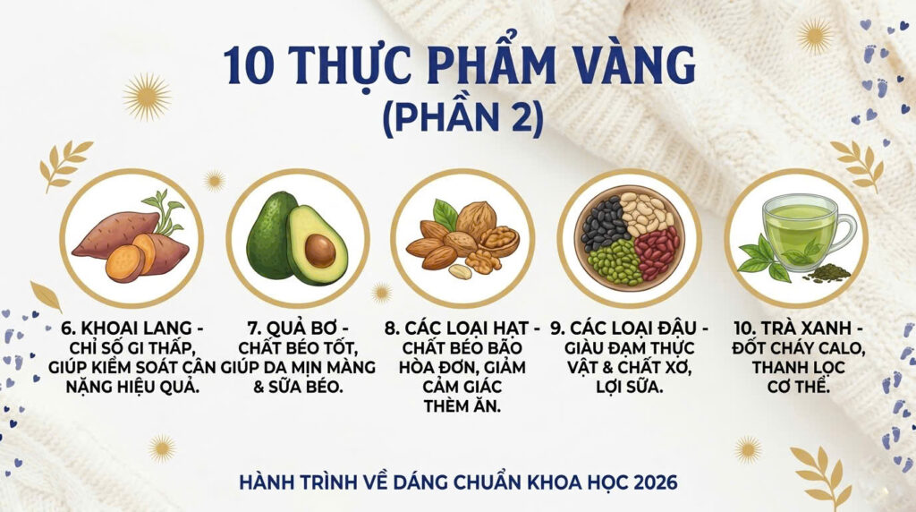 Top 10 thực phẩm vàng giúp mẹ lấy lại vóc dáng